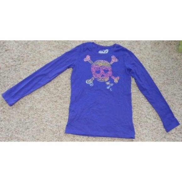 Girls 2 Shirts Sugar Tart Place 14 Purple Embroidered Skull Long Sleeve Tops - Picture 7 of 10